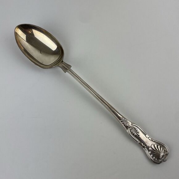 JB LTD Sheffield England Silver Plate Basting Large Oval Serving Spoon 13" Kings - Picture 1 of 8